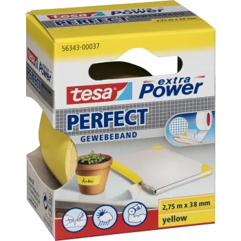 Tesa Fabric Tape Extra Power Perfect 2.75m x 38mm, Yellow