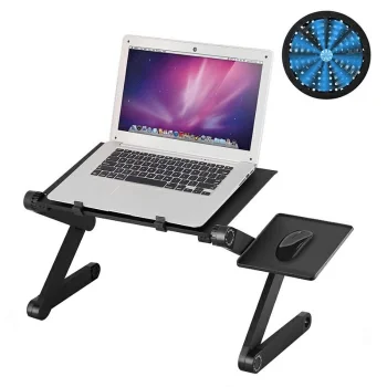 Metal Laptop Desk with Cooling Fan and Mouse Shelf