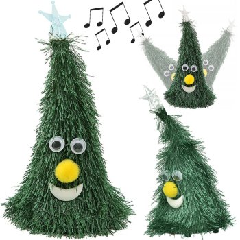 Dancing and Singing Christmas Tree, Musical Toy with Lights, Green