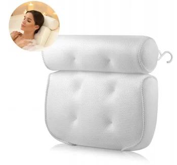 Bath Pillow, Mesh Material, White