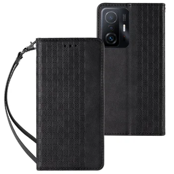 Magnet Strap Case Wallet for Samsung Galaxy A12 5G Black