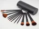 Professional Makeup Brush Set with Case, 12 pcs, Black/Brown