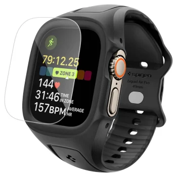 Spigen Liquid Air Pro dirželis su dėklu ir 9H stiklu Apple Watch Ultra 49mm, Black