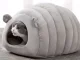 Plush pet bed cocoon with soft cushion for dogs and cats, 50x40x35 cm, grey