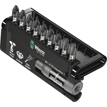 Wera Bit-Check 10 PZ Impaktor 1 Screwdriver Bit Set, 10-Piece