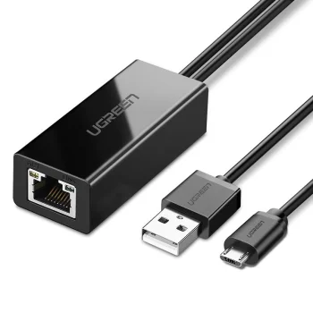 Tinklo plokštė Ugreen 30985 skirta Chromecast micro USB / USB-A 100 Mb/s 1 m, juoda