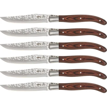 Gefu RANCHO Steak Knife Set, 6 Pieces with Wooden Box