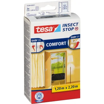 Door Fly Screen Tesa Insect Stop Comfort 55389, 2 pcs., 0.65 x 2.20 m, Black