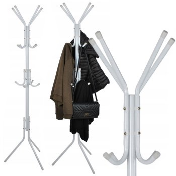 Freestanding Coat Rack Stand for Jackets and Clothes, White