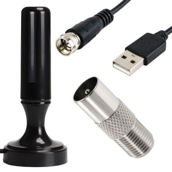 Active Indoor DVB-T2 4K Antenna with Amplifier and Magnetic Base