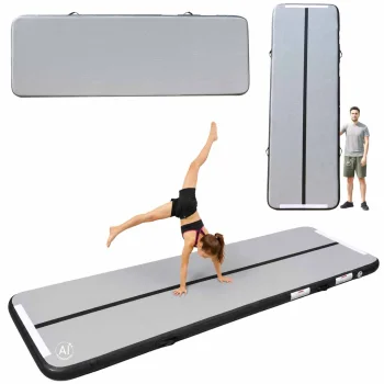 Pripučiamas gimnastikos kilimėlis Air Track 400 x 100 x 10 cm su pompa, pilkas