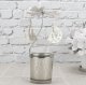 Spinning Carousel Candle Holder with Moon Charms, Silver