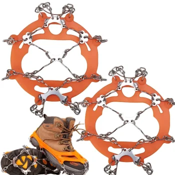 Ice Cleats for Shoes and Boots, Anti-Slip Traction Grips for Hiking, 36-40, Orange
