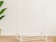 Metal Freestanding Clothes Rack with Shoe Shelves, White