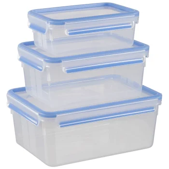 Food Storage Container Set Emsa Clip & Close 508567, 3-Piece, Transparent/Blue