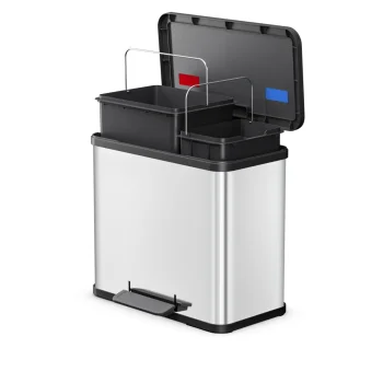 Hailo Öko duo Plus L 26L Recycling Pedal Bin, Stainless Steel