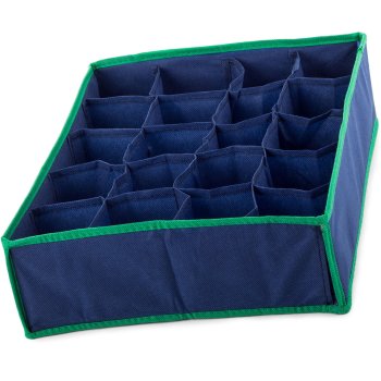 Drawer Organizer for Underwear and Socks, 20 Compartments, Navy Blue