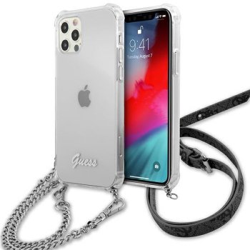 Apple iPhone 12 Pro Max 6.7'' Guess Peony Chain Collection Case Cover (GUHCP12LKC4GSSI), Transparent