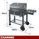 Kaminer Charcoal Grill with Lid and Cast Iron Grate, 116x70x110 cm, Black