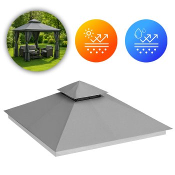 Waterproof Gazebo Canopy Replacement 3x3 m with Vented Top, Grey