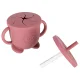 Silicone Baby Feeding Set Crab, 9 Pieces, Dark Pink