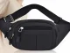 Unisex Fanny Pack Belt Bag with 4 Zipper Pockets, Black