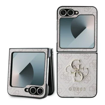 Guess Leather 4G Metal Logo Case for Samsung Galaxy Z Flip 6, Pink