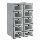 Shoe Storage Boxes 10 Pack Stackable Organizers for Closet, gray