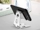 Metal phone and tablet stand with adjustable angle, silver