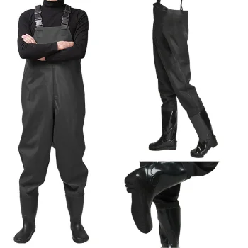 Fishing Waders with Suspenders, Size 44, Black
