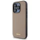 DKNY Grained Metal Logo MagSafe Case for iPhone 15 Pro, Beige