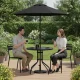 Round Patio Table 80 cm with Tempered Glass Top and Umbrella Hole MultiGarden, Black