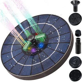 Floating Solar-Powered Fountain with RGB Lighting