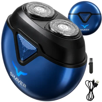 Compact Wireless Electric Shaver with USB-C and LED Display, Blue