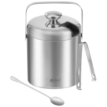 Zortiva Ice Bucket 1.3 L with Tongs, Bar Spoon, Strainer and Lid