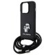 Karl Lagerfeld iPhone 15 Pro Case Crossbody Saffiano Metal Pin, Black