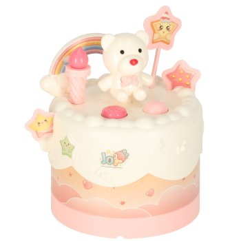 Interactive Two-Tier Birthday Cake Toy with Lights and Music, 16 pcs, Pink