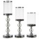 Ruhhy Set of 3 Glamour Candlesticks, Silver