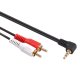 Угловой аудиокабель Maclean MCTV-825 3.5mm Mini Jack на 2RCA, 3м, Черный