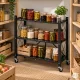 Folding Steel Shelving Unit on Wheels ModernHome, 3 Shelves, Black