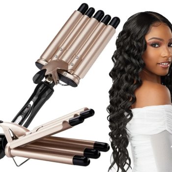 Hair Waver Curling Iron for Waves and Curls, Gold