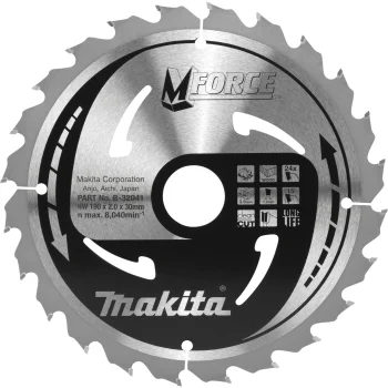 Makita B-32041 M-FORCE Circular Saw Blade, 190 x 30 mm, 24T