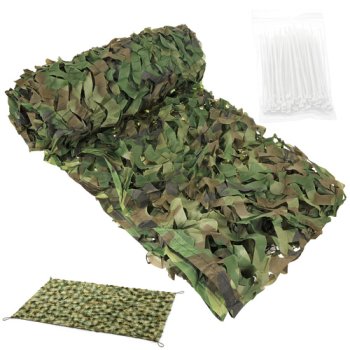 Camouflage Netting 2x3m with 100 Zip Ties Gardlov, Woodland Green