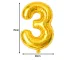 Foil Balloon Number 3 for Birthday Party Decoration 66cm, Gold