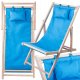Folding Wooden Beach and Garden Sun Lounger with Cushion, Blue