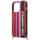 Karl Lagerfeld Color Stripes Strap Case for iPhone 14 Pro, Pink
