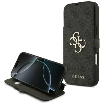 Guess Book 4G Metal Logo Folio Case for iPhone 18 Pro Max / 17 Pro Max - Black
