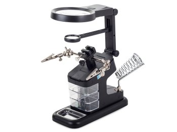 Helping Hand Magnifier with 10 LED Light & Soldering Iron Holder 25x