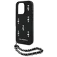 Karl Lagerfeld Saffiano Crystals w/Chain Case for iPhone 16 Pro Max, Black