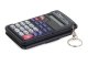 8-Digit Folding Pocket Calculator with Keychain and Cover, Black